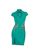 Embroidered Side In Turquoise Green