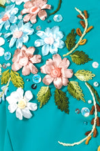 Embroidered Ribbon In Turquoise Green